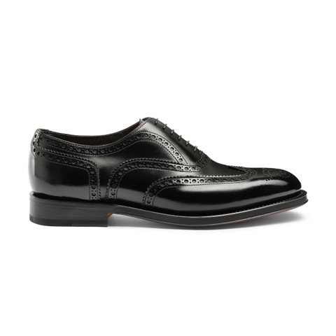 Santoni Zapato Oxford Brogue Con Cordones Para Hombre De Piel Negra Negro