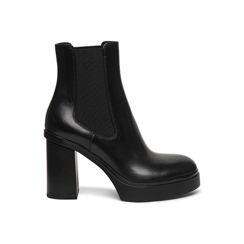 Santoni Women's Black Leather High-heel Ankle Boot