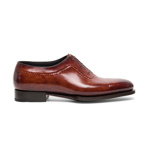 Santoni Men's Polished Brown Leather Limited Edition Oxford Shoe Marrón