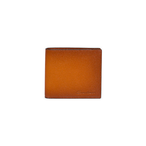 Santoni Orange Saffiano Leather Wallet