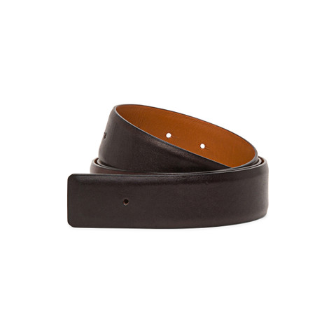 Santoni Brown Leather Belt Strap Dark Brown