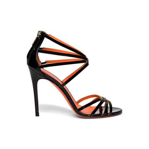 Santoni Women's Black Patent Leather High-heel Sandal Negro