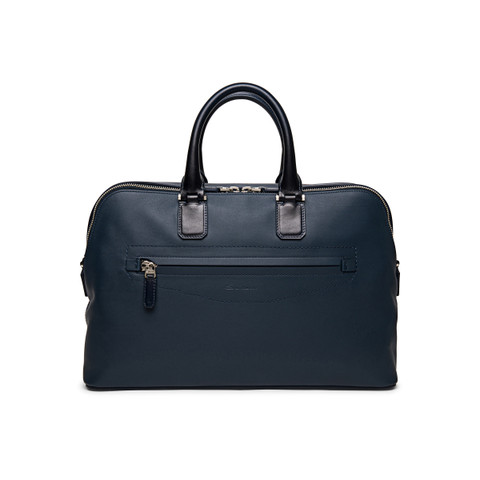 Santoni Blue Leather Laptop Bag