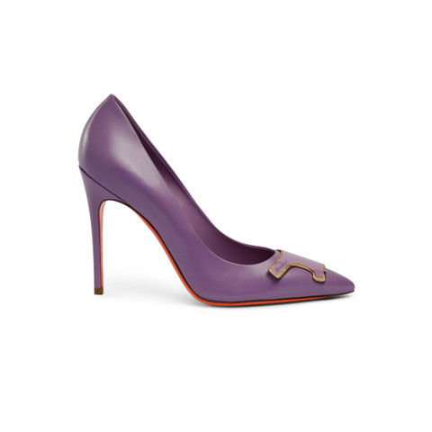 Women's Lilac Leather High-heel Santoni Sibille Pump Purple