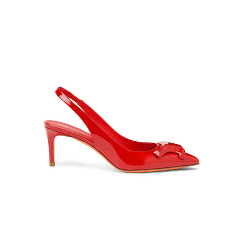 Women's Red Patent Leather Mid-heel Santoni Sibille Pump