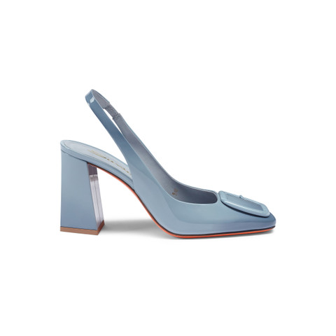 Santoni Women's Light Blue Patent Leather High-heel Slingback