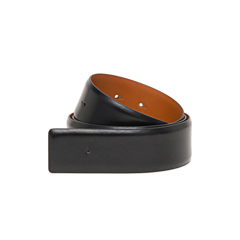 Santoni Black Leather Belt Strap