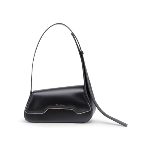 Santoni Black Leather Thepluto Bag