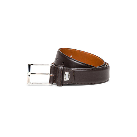 Santoni Men's Brown Leather Adjustable Belt Dark Brown