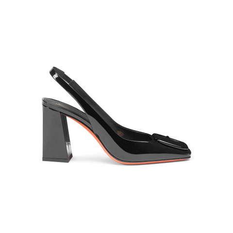 Santoni Zapato Slingback De Tacón Alto Para Mujer De Charol Negro