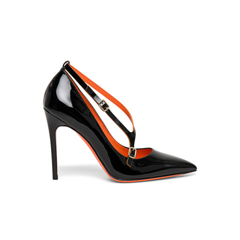 Santoni Women's Black Patent Leather High-heel Court