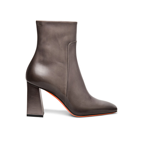 Santoni Women's Grey Leather High-heel Ankle Boot Gray