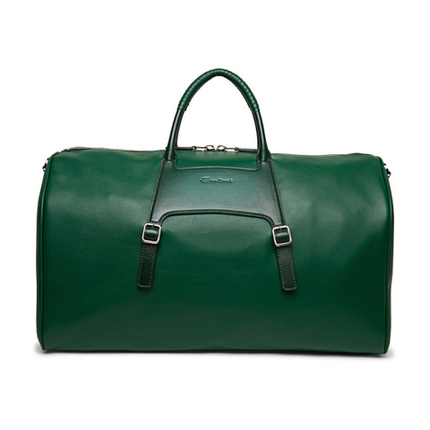 Santoni Green Leather Weekend Bag