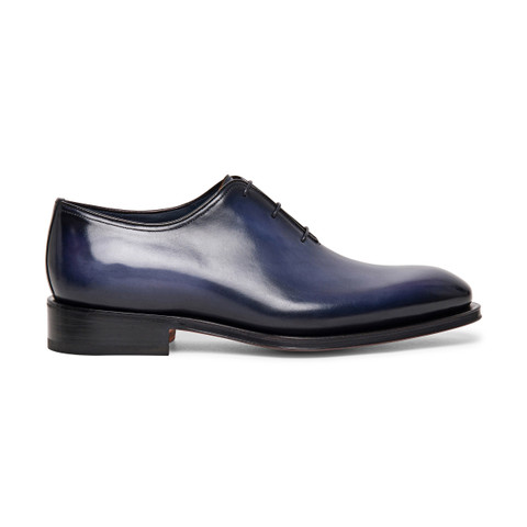 Santoni Men's Polished Blue Leather Wholecut Shoe