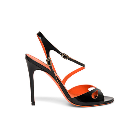 Santoni Women's Black Patent Leather High-heel Sandal