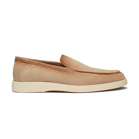 Beige Loafer für Herren aus Veloursleder - Santoni - 1