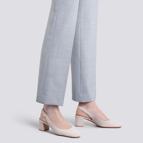 Rosafarbene Pumps für Damen aus Wildleder mit flachem Absatz - Santoni - 2