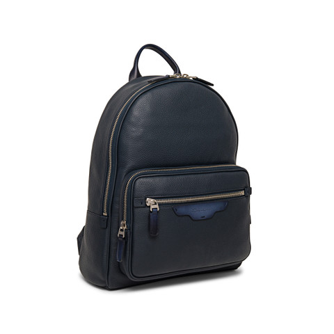 Blue tumbled leather backpack - Santoni - 3