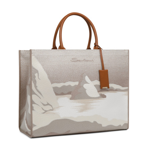 Beige fabric shopper - Santoni - 3
