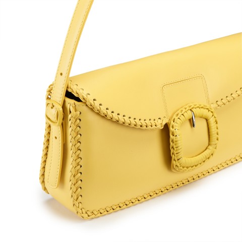 Gelbe Schultertasche aus Leder - Santoni - 3