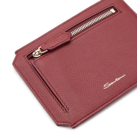 Red tumbled leather document holder - Santoni - 5