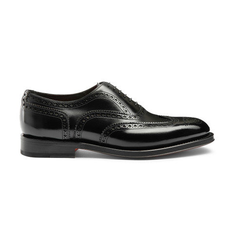 Men's polished black leather Oxford brogue - Santoni - 1
