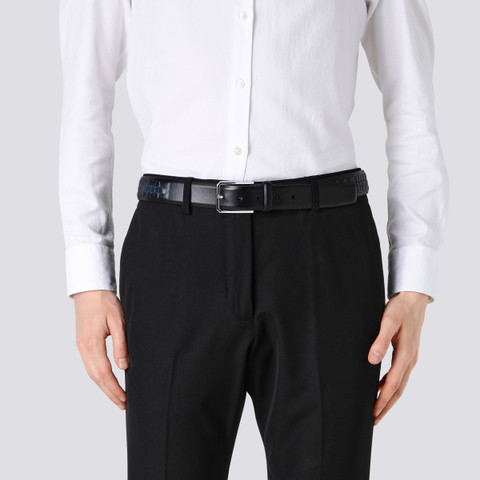 Men's blue woven leather adjustable belt - Santoni - 2