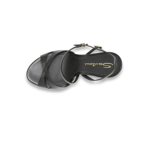 Women's black leather high-heel Mona sandal - Santoni - 4