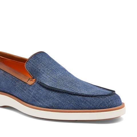 Men's light blue and brown suede and leather loafer - Santoni - 6