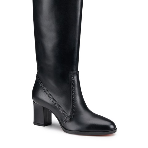 Women's black leather mid-heel boot - Santoni - 5