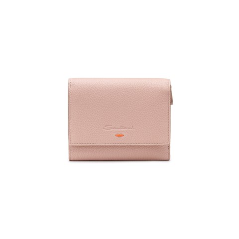 Pink tumbled leather wallet - Santoni - 1