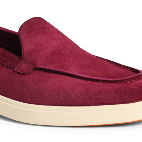 Women's red suede loafer - Santoni - 5