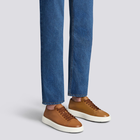 Men's light brown leather sneaker - Santoni - 2