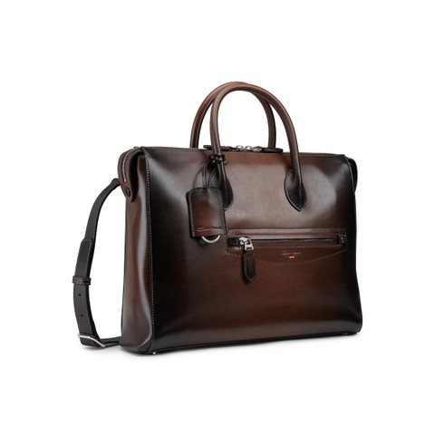 Dark brown leather laptop bag - Santoni - 2