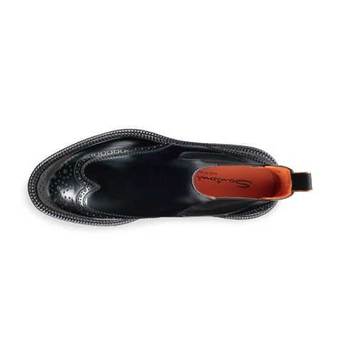 Men's black leather brogue Chelsea boot - Santoni - 4