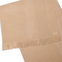 Beige cashmere scarf with leather details - Santoni - 2