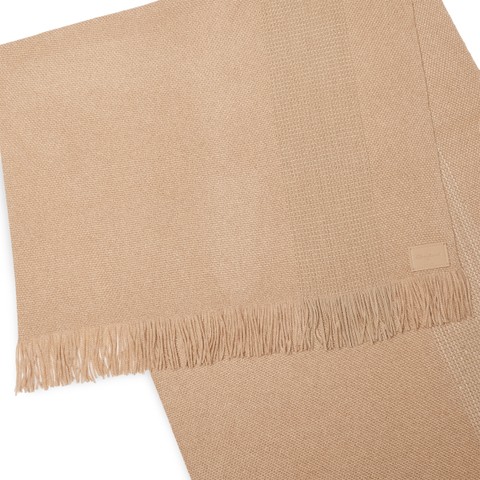 Beige cashmere scarf with leather details - Santoni - 2
