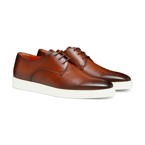 Men's brown leather Derby shoe - Santoni - 2