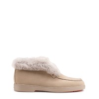 Women's dove grey suede desert boot with fur - Santoni - 1
