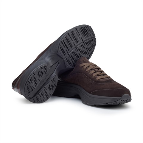 Men's dark brown suede Easy Bounce sneaker - Santoni - 4