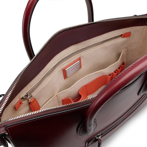 Sac d&rsquo;ordinateur en cuir bordeaux - Santoni - 4