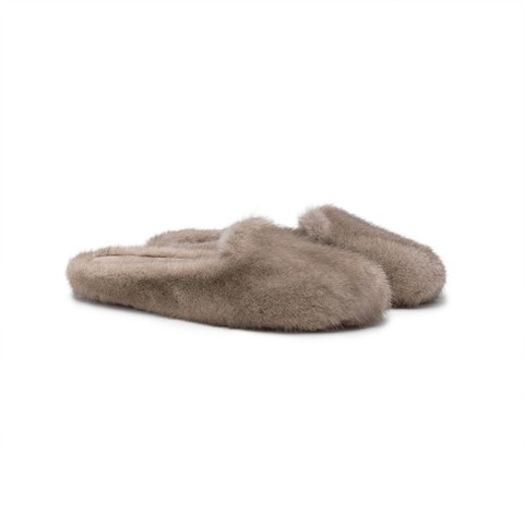 Women's natural mink slipper - Santoni - 1