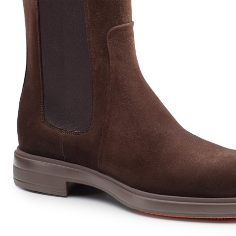 Women's dark brown suede Chelsea boot - Santoni - 5