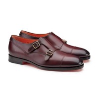 Men's orange leather double monk straps shoe - Santoni - 2