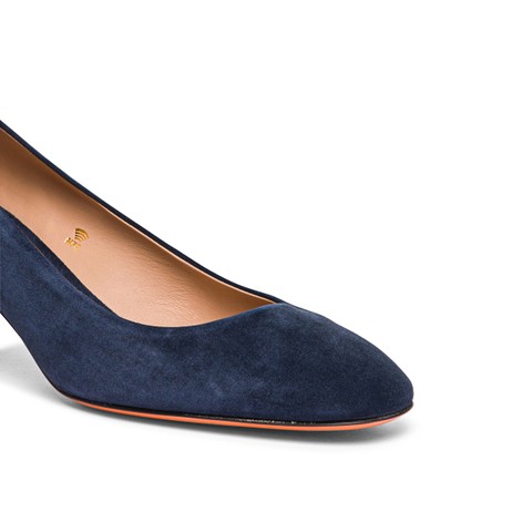 Women's blue suede mid-heel pump - Santoni - 9