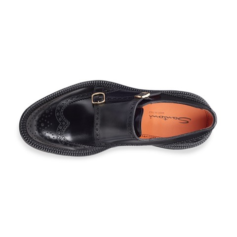 Men's black leather double monk straps shoe - Santoni - 4