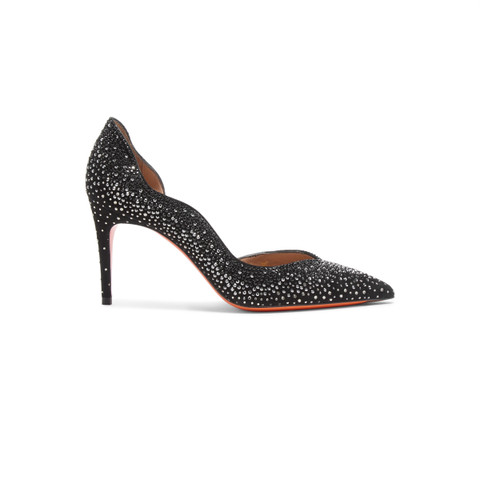 Women's black suede and strass high-heel pump - Santoni - 1