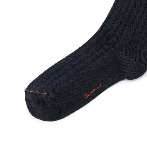 Black cashmere high socks - Santoni - 2