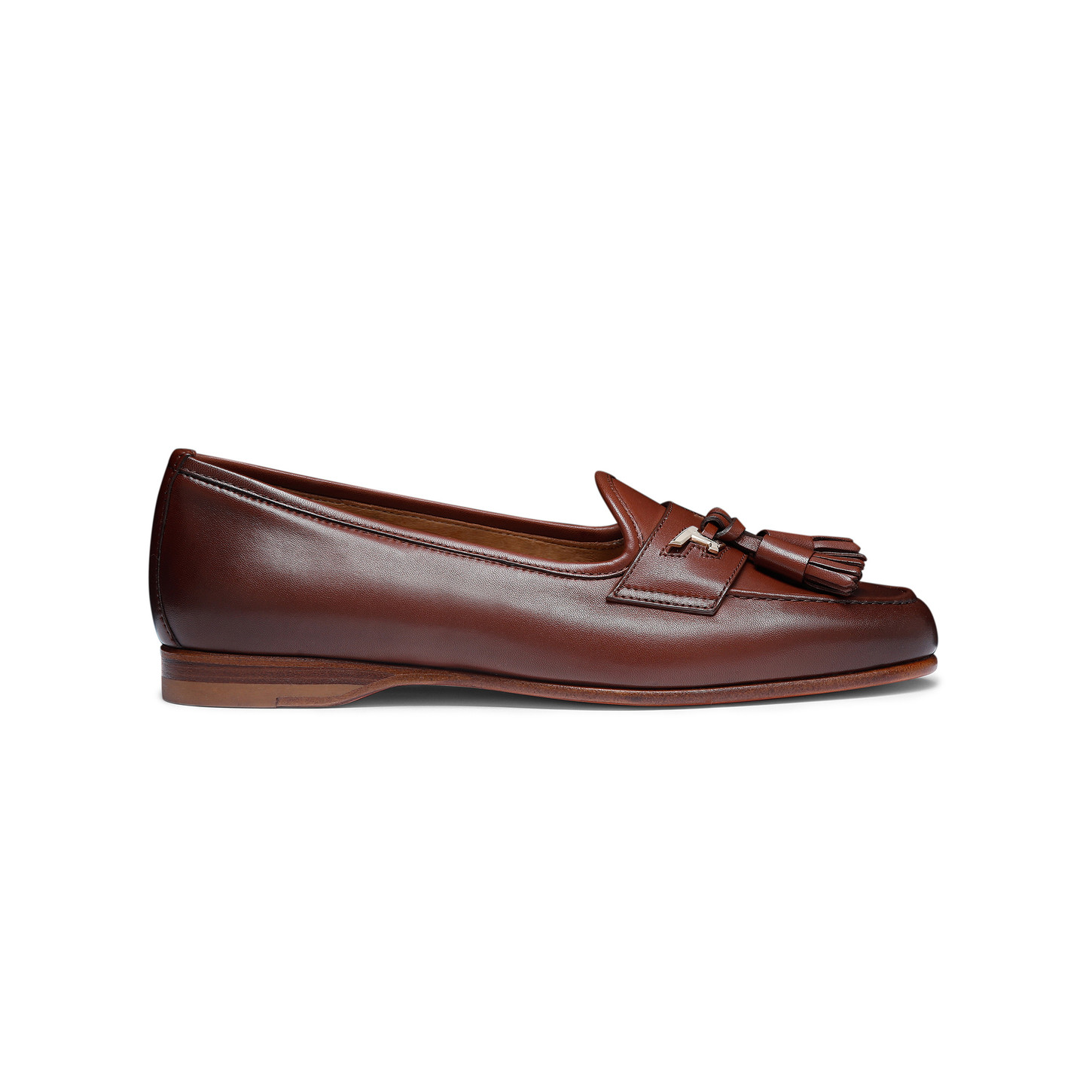 Santoni Mocassino Andrea con nappe da donna in nappa marrone