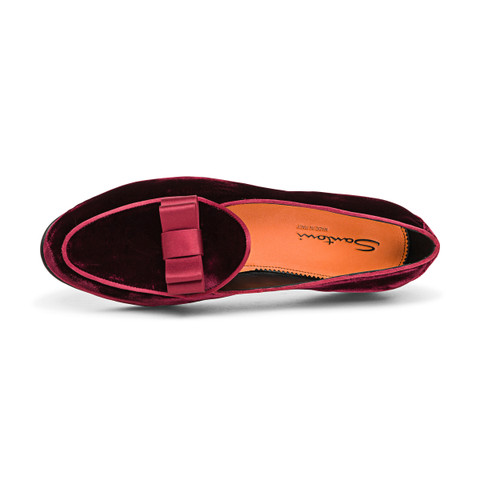 Men's burgundy velvet Andrea loafer - Santoni - 5